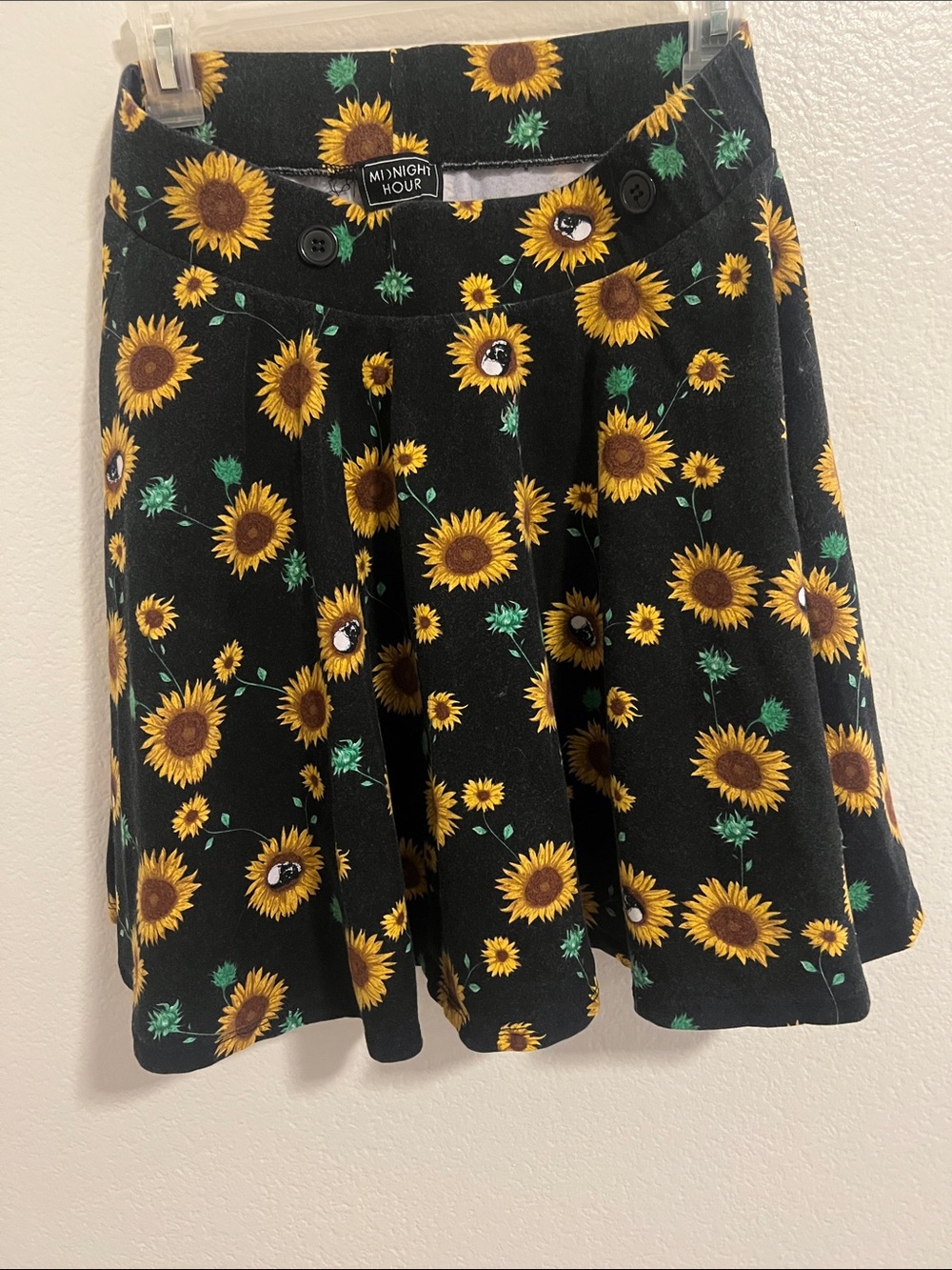 Midnight Hour Black Sunflower Midi Skirt